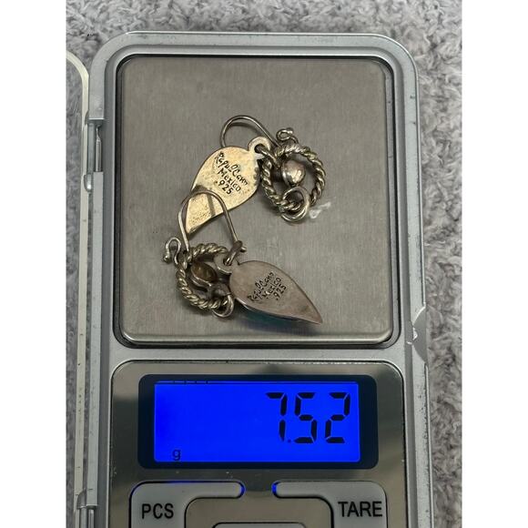 Ragul Cano Mexico Sterling Silver Turquoise Dangle Earrings - Picture 5 of 6